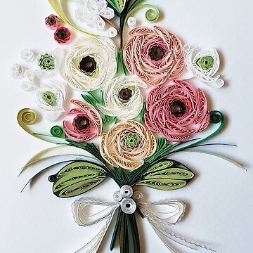 Printed Paper quilling Art. Paper quilling flower bouquet. Handmade   Greeting Card for Sale by Sweetpaperdesignsol Hyunah Yi