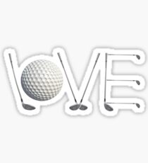 Classic LOVE Golf Design with Golf Clubs Gift Sticker