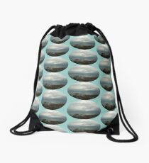 overcast beach Drawstring Bag