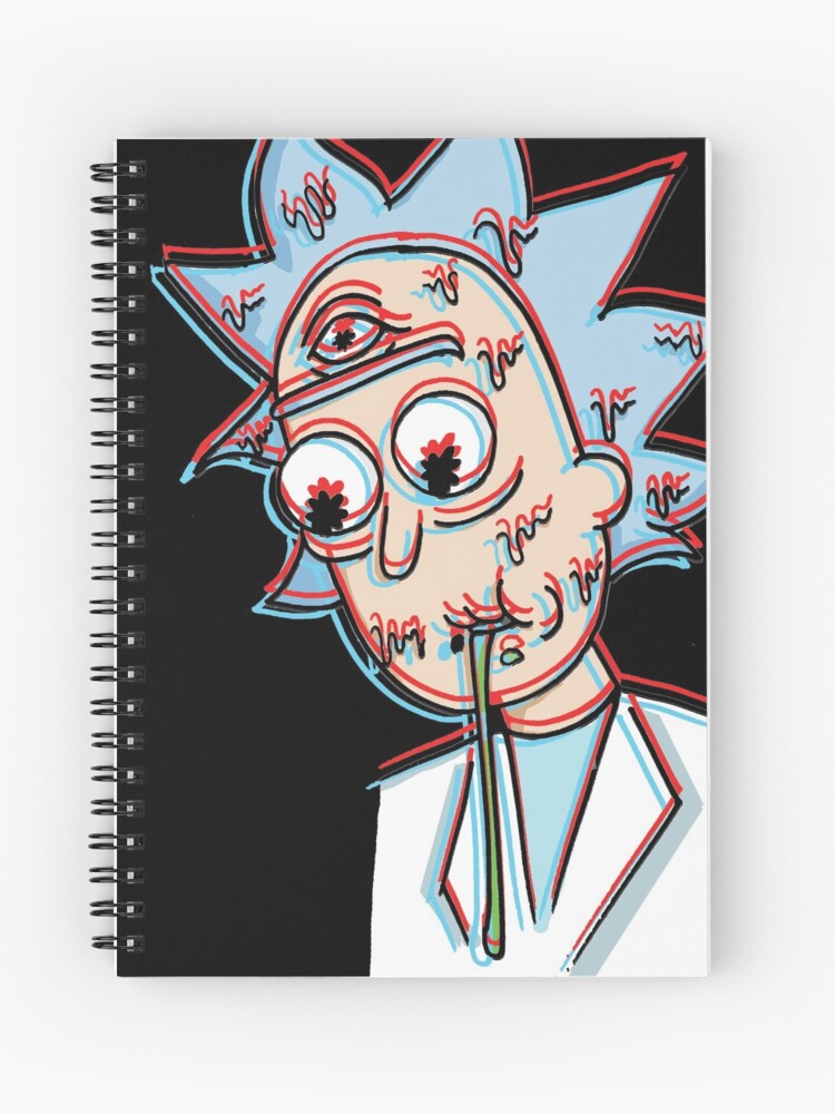 3d Trippy Drooling Rick And Morty Third Eye Spiral Notebook By