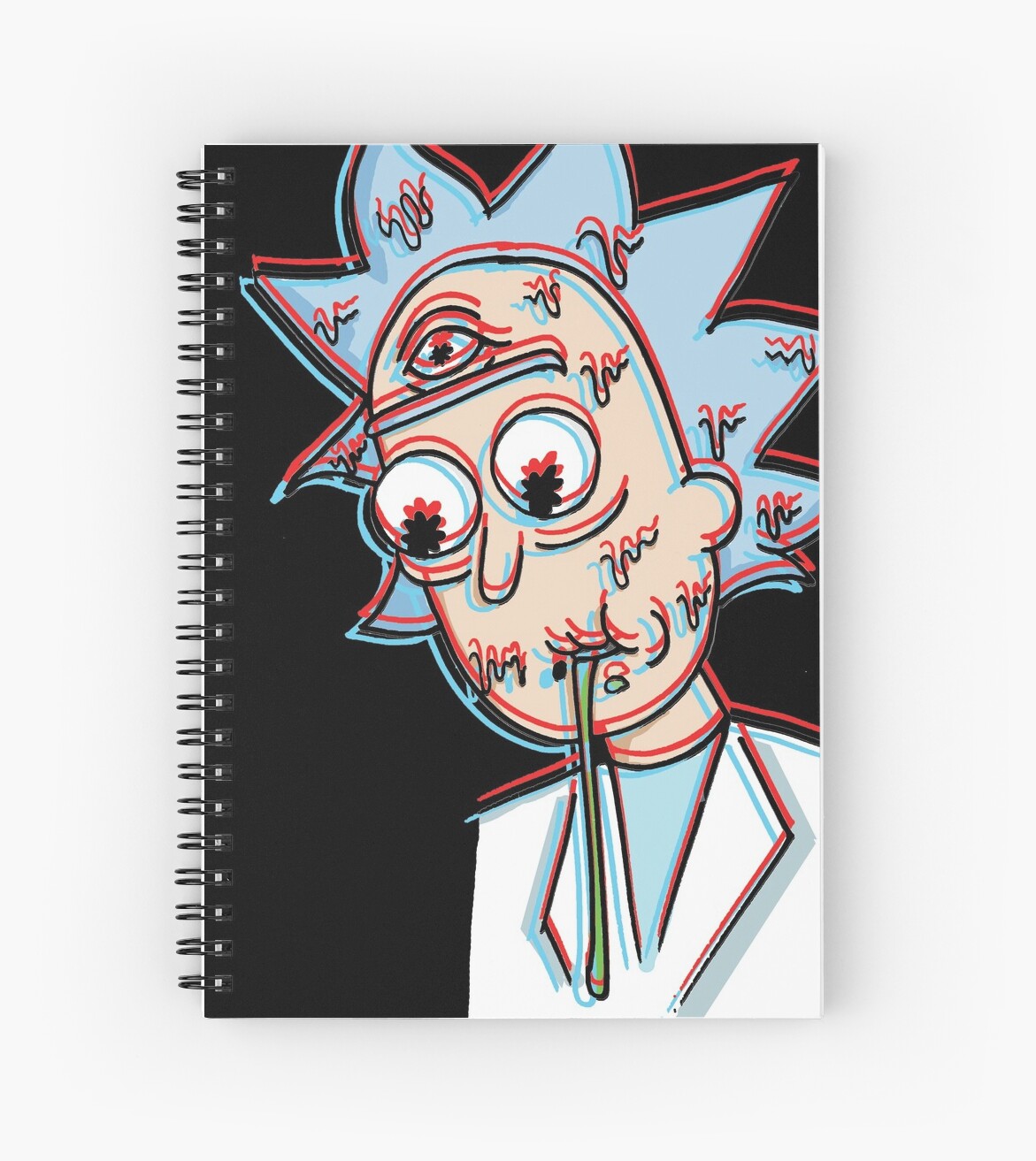 3d Trippy Drooling Rick And Morty Third Eye Spiral Notebook By