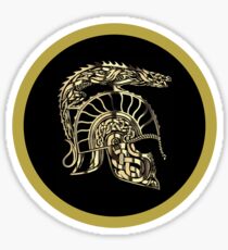 spartan golden helmet graphic pop socket sticker Sticker