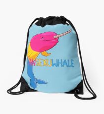 Pansexuwhale - with text Drawstring Bag