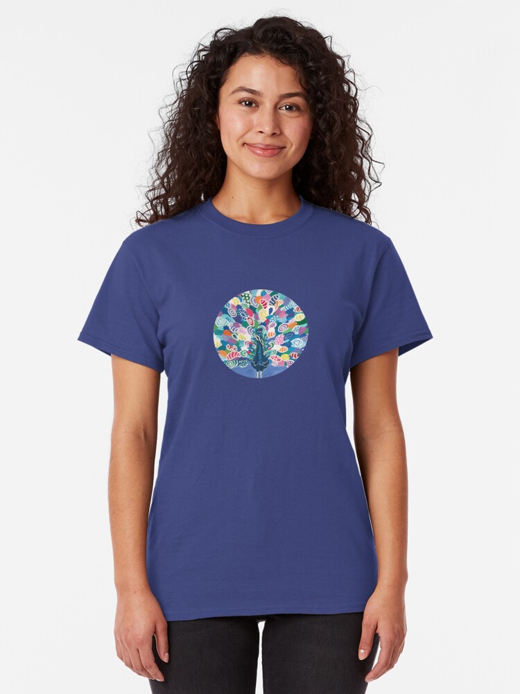 Alternate view of Rainbow Peacock Classic T-Shirt