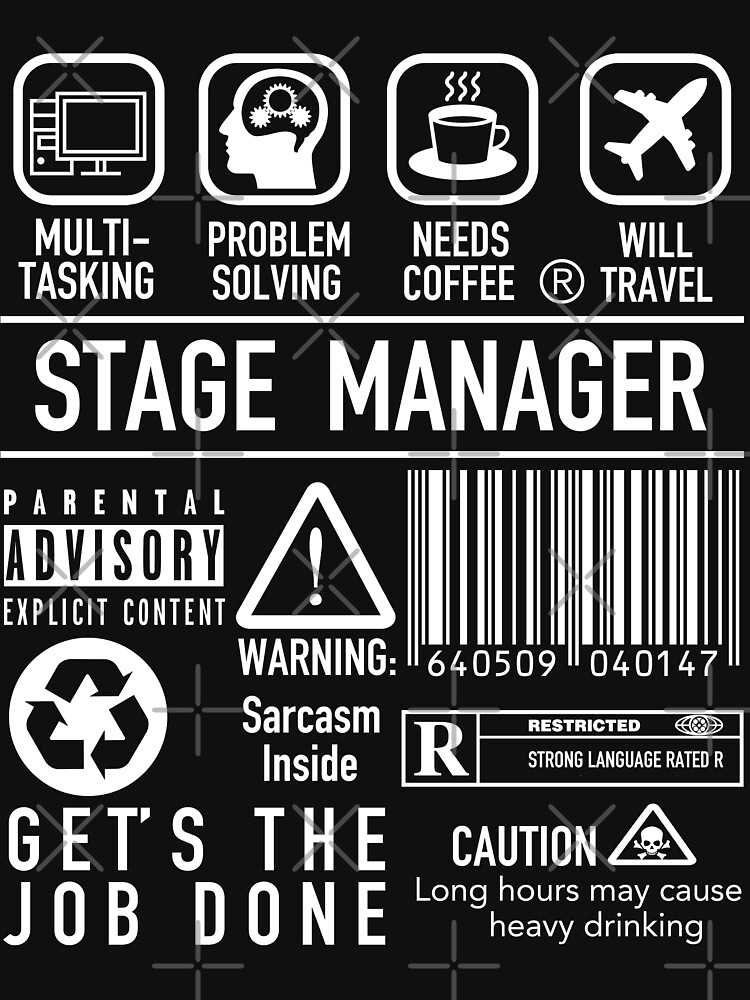 "Stage Manager Definition Job Description with Symbols" T-shirt by DrVx