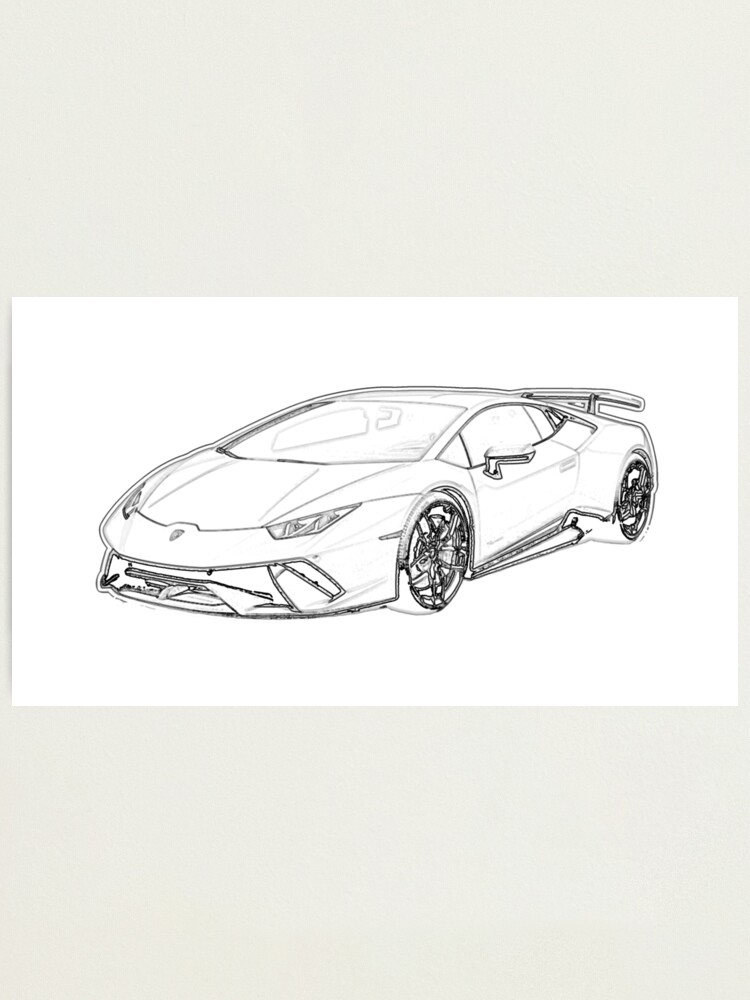 Lamborghini Huracan Performante Outline Photographic Print By The