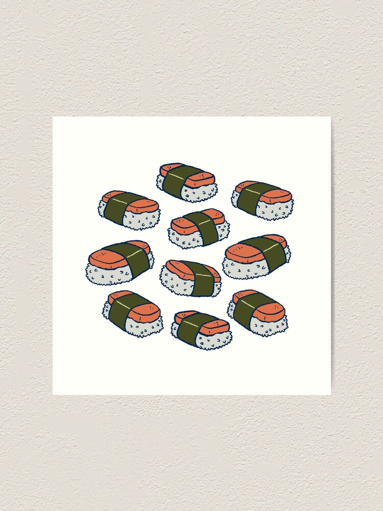Spam Musubi Sushi Pattern Art Print By Carabara Redbubble