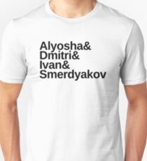 Dostoevsky The Brothers Karamazov & List: Alyosha & Dmitri & Ivan & Smerdyakov, in black lettering Slim Fit T-Shirt