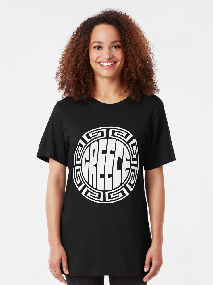 Alternate view of Greece - original round design Slim Fit T-Shirt