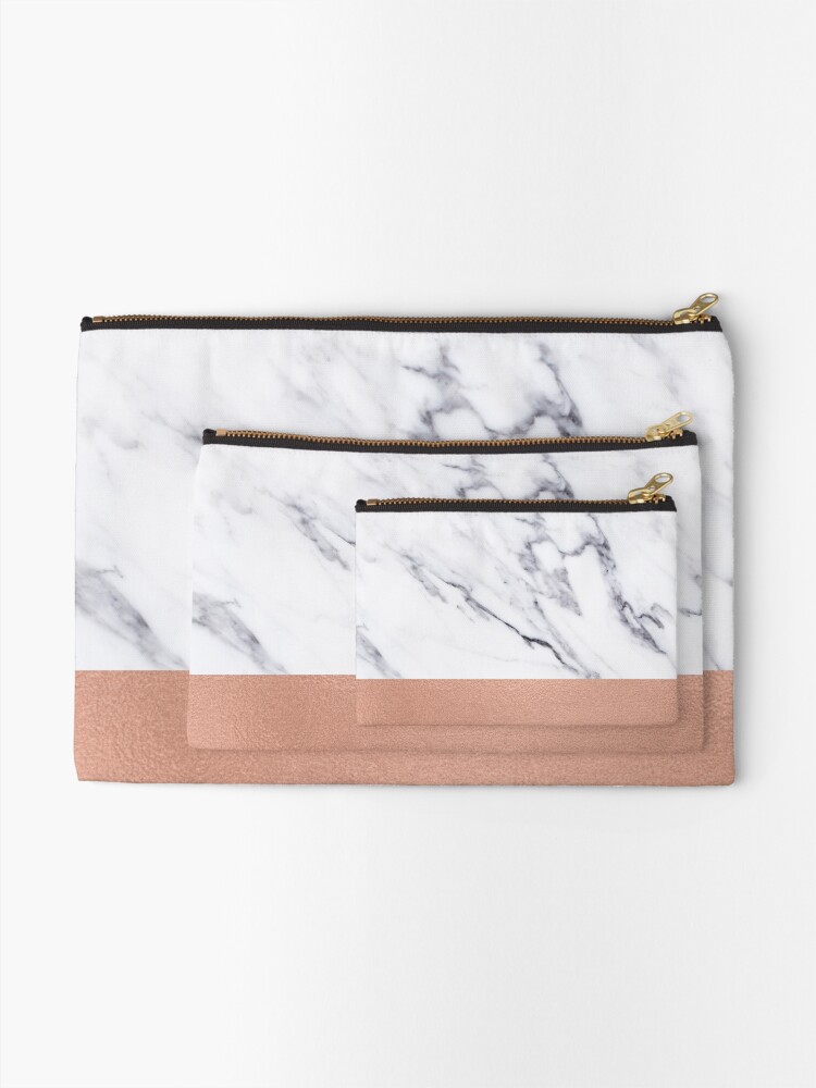 Alternate view of Rose Gold Marble Luxury iPhone Case and Throw Pillow Design Zipper Pouch