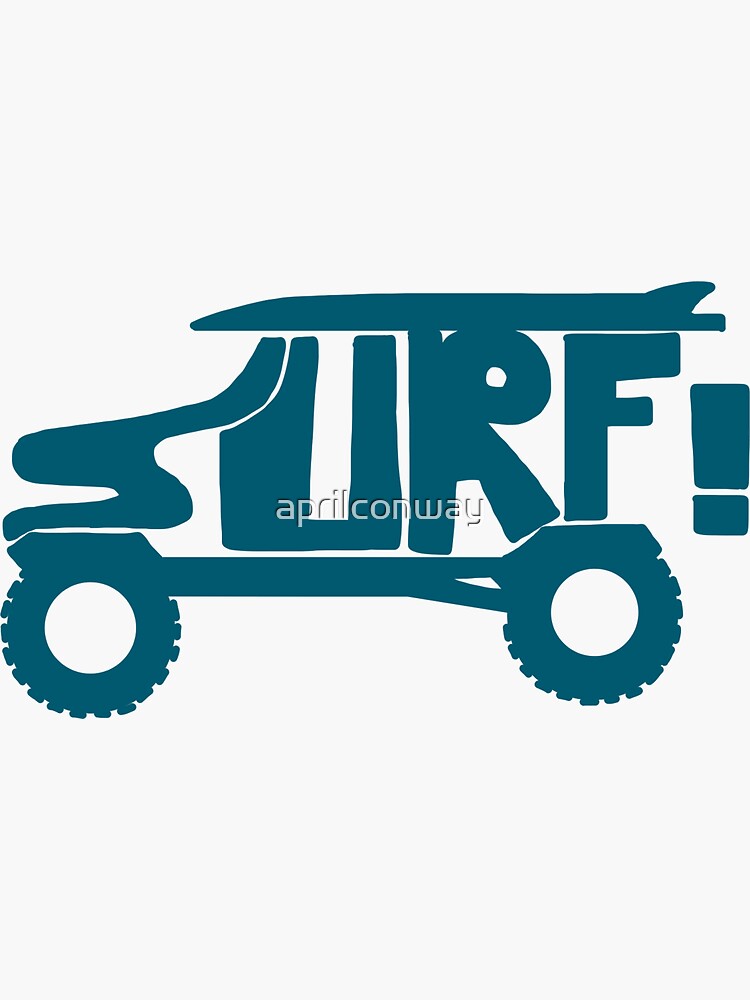 "teal surf jeep " Sticker by aprilconway Redbubble
