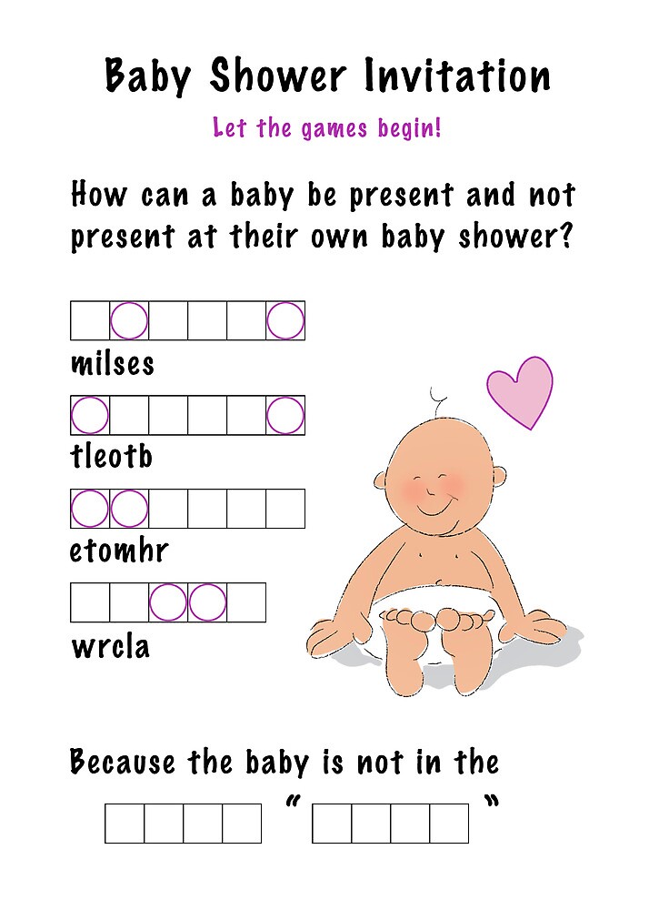 Baby Shower Invitation And Word Jumble Game By Graphicdoodles