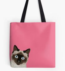 Bolsa de tela Mirando a escondidas el gato siamés - meme divertido del gato para los amantes del gato, regalos de las señoras del gato para la gente del gato