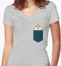 Teagan - Corgi Welsh Corgi gift phone case design for pet lovers and dog people Women's Fitted V-Neck T-Shirt