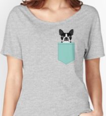Logan - Boston Terrier pet design with bold and modern colors for pet lovers Women's Relaxed Fit T-Shirt