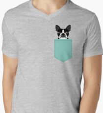 Logan - Boston Terrier pet design with bold and modern colors for pet lovers V-Neck T-Shirt