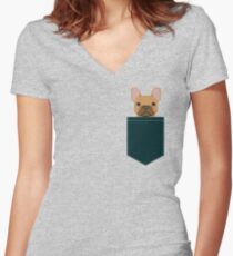 Willow - French Bulldog phone case art design for dog lovers and dog people Women's Fitted V-Neck T-Shirt