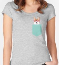Teagan Glasses Corgi cute puppy welsh corgi gifts for dog lovers and pet owners love corgi puppies Women's Fitted Scoop T-Shirt