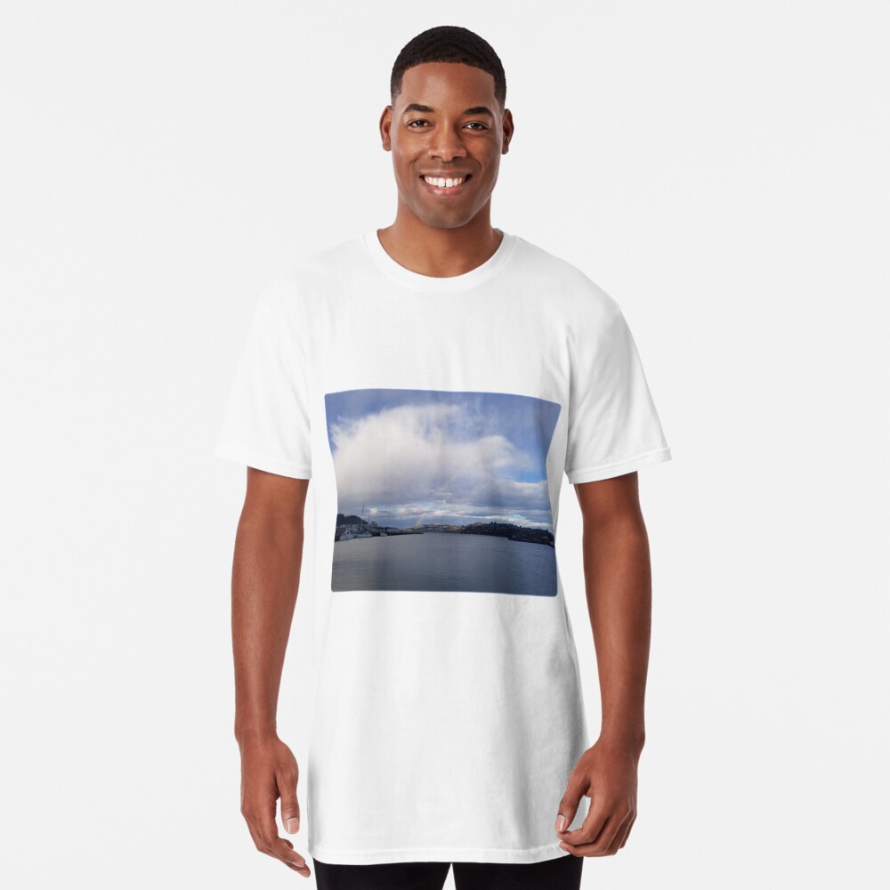 Sudden Rainbow Over the Cloudy Docks Long T-Shirt