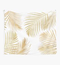 Goldpalmblätter auf Weiß Wandbehang