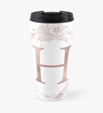 Letter H Rose Gold Pink Initial Monogram Travel Mug