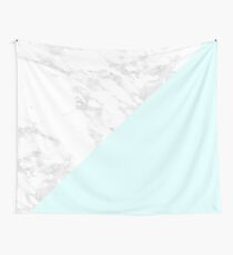 Weißer Marmor mit Pastellblau und Grau Wandbehang