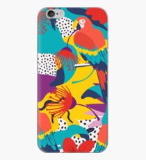 Colorful pattern of macaws, flowers and textures iPhone Case