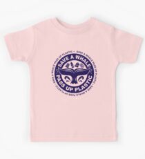 Speichern Sie einen Whale Pass Up Plastic - Save The Whales-Logo Kinder T-Shirt