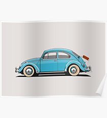 Legendäre klassische blaue Reise-Wanzen-Weinlese-Retro kühle deutsche Auto-Wand-Kunst und T-Shirts Poster