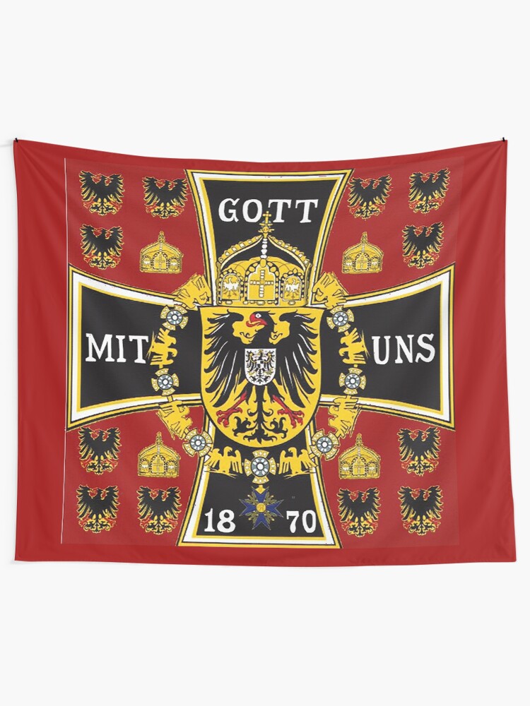 Alternate view of Prussian Battle Flag of 1870 on red Tapestry