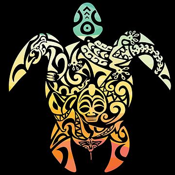 Tribal Turtle Tattoo Surfer Dude / Ho'okipa / Orange and Yellow