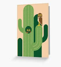 Burrowing owls and cacti vector illustration Greeting Card