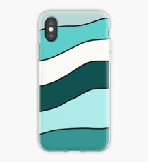 Turquoise And White Wavy Stripes iPhone Case