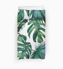 Klassisches grünes tropisches Monstera-Blatt-Dschungel-Palmen-Muster Bettbezug