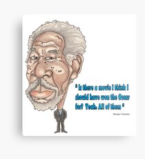Morgan Freeman "Zitat Karikatur" - handgezeichneter Originaldruck Metalldruck