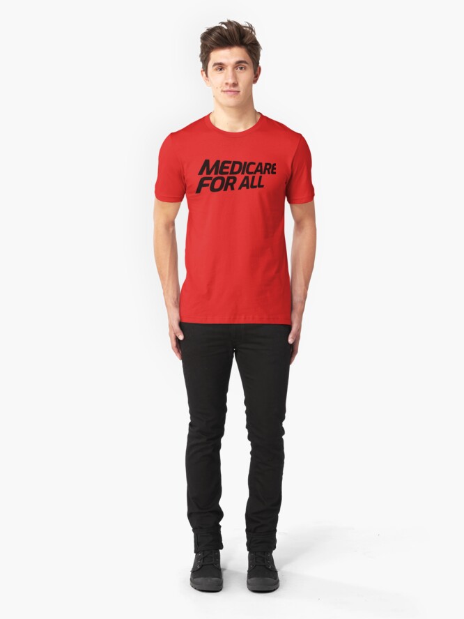 Alternate view of MEDICARE FOR ALL - Perspective (Black Text) Slim Fit T-Shirt