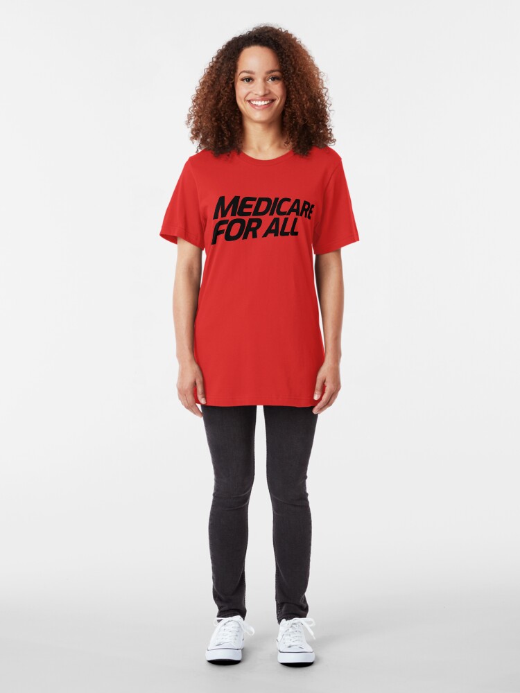 Alternate view of MEDICARE FOR ALL - Perspective (Black Text) Slim Fit T-Shirt