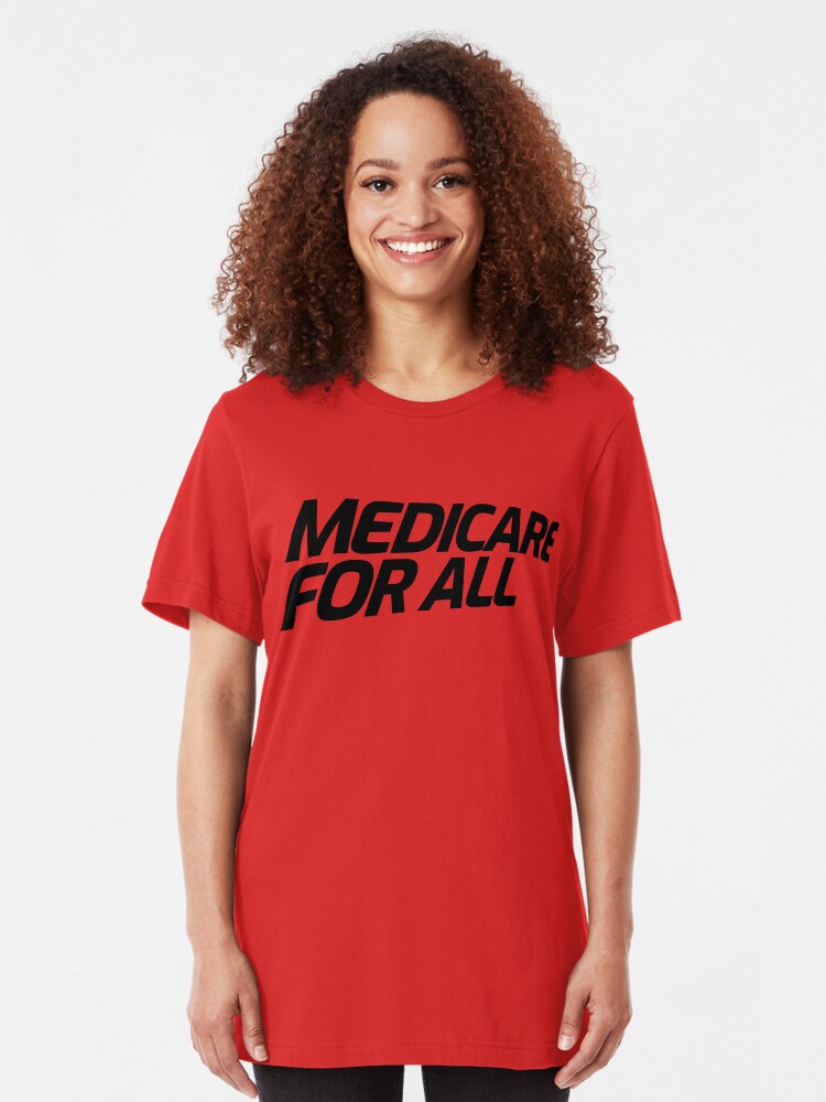 Alternate view of MEDICARE FOR ALL - Perspective (Black Text) Slim Fit T-Shirt