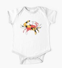 Maryland Flag Crab - Distressed Short Sleeve Baby One-Piece