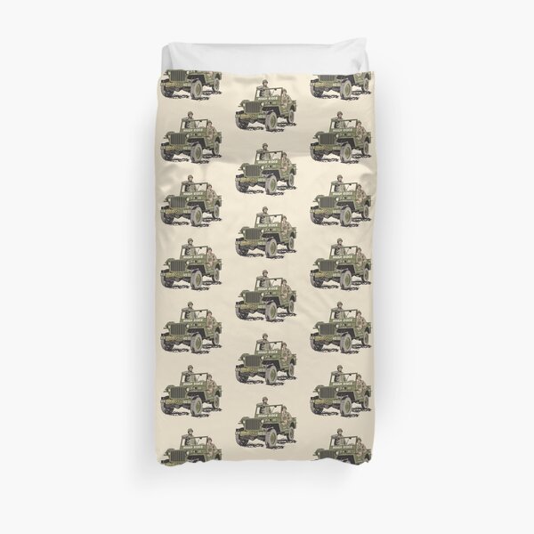 D-DAY, Rough Rider Jeep and General Ted Roosevelt Duvet Cover
