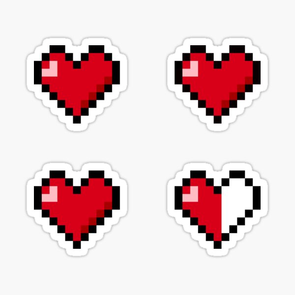 Pixel Heart Stickers 4x Sticker
