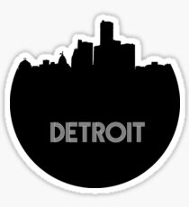 Detroit Skyline Circle Sticker