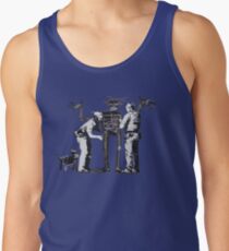 Banksy Boy and Dog in a Stop and Search Artwork,Greatest Artists Homage Posters, Bags, Tshirts, Men, Women, Youth Tank Top