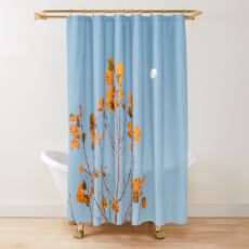 Golden Aspen Filigree - Sunrise on One Side Moonset on the Other Shower Curtain