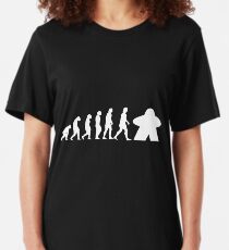 Meeple Evolution Board Game Graphic - Tabletop Gaming Slim Fit T-Shirt