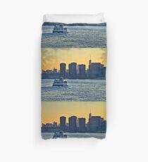 NYC Ferry Sunset Duvet Cover