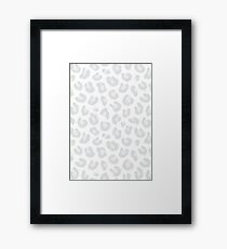 Leopard Print - Silver Gray and White Framed Print