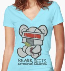 Bears Beets Battlestar Galactica Women's Fitted V-Neck T-Shirt