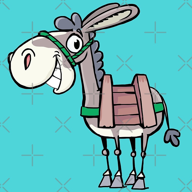 “smiling little Donkey with a pack saddle” by duxpavlic | Redbubble