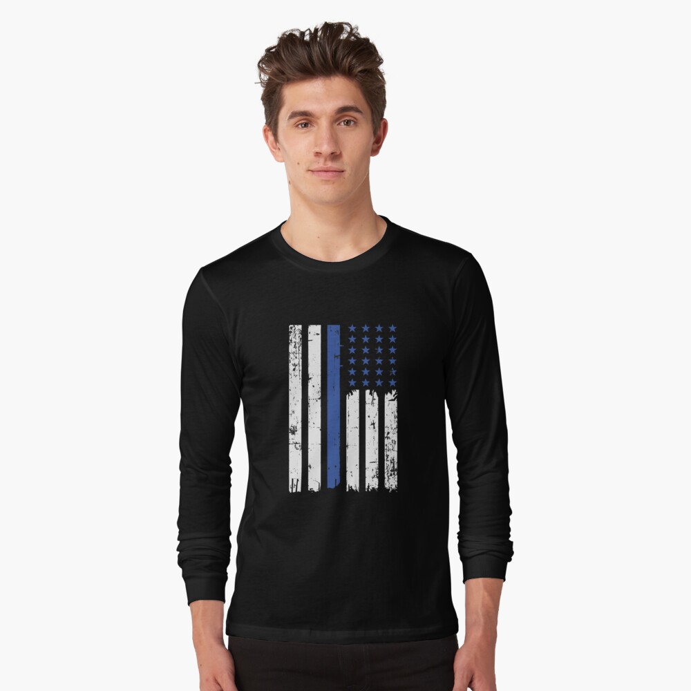 Thin blue line | Police USA flag deployment Long Sleeve T-Shirt